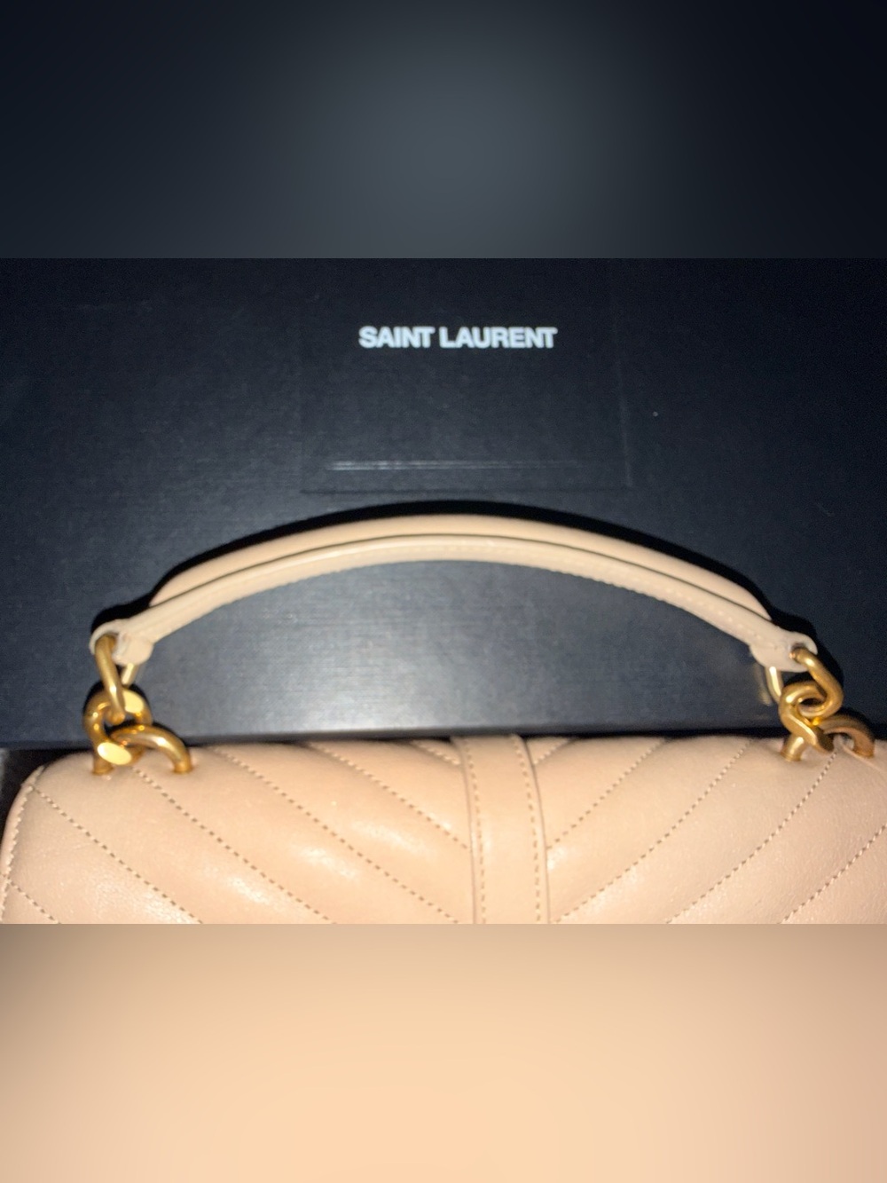 Saint Laurent Beige Quilted Leather Shoulder Bag with Gold Hardware - Picture 14 of 14